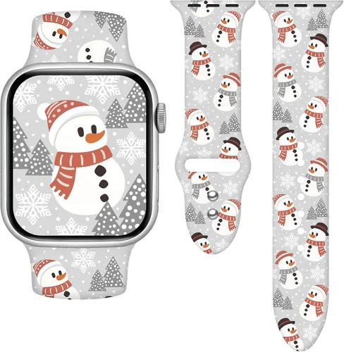 Miniatura 11 de Correa de reloj Holidays compatible con Apple Watch Series 11 10 9 8 7 6 5 4 3 Ultra SE para mujeres y hombres, correa de calabaza de silicona suave