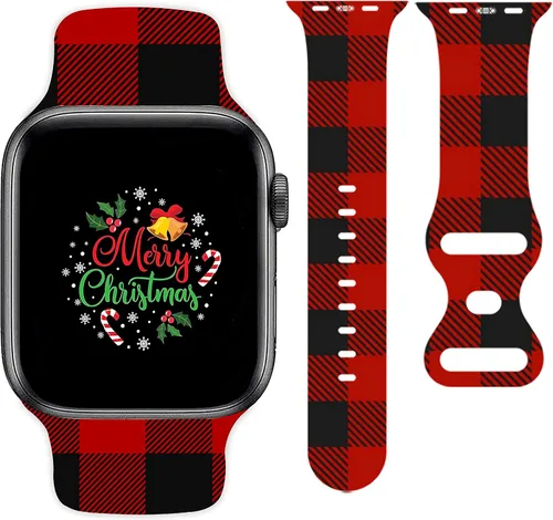 Christmas Watch Bands Compatible with iWatch 38mm 42mm 40mm 44mm, for iWatch Series 1/2/3/4/5/6/7/SE for Christmas Gifts Women Men