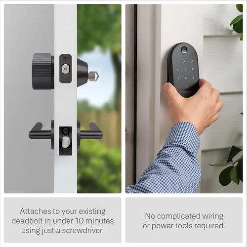 Miniatura 2 de Cerradura inteligente Wi-Fi Yale August con teclado, negra Entrada sin llave, teclado digital táctil, escáner de huellas dactilares