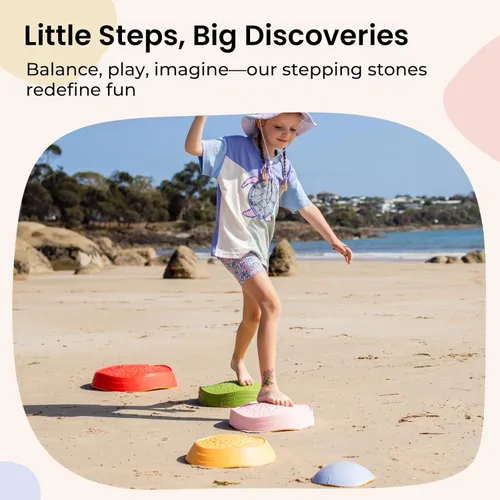 Miniatura 2 de Tiny Land Piedras para pisar para niños, 5 piezas Piedras antideslizantes para niños pequeños, Piedras sensoriales para promover el equilibrio