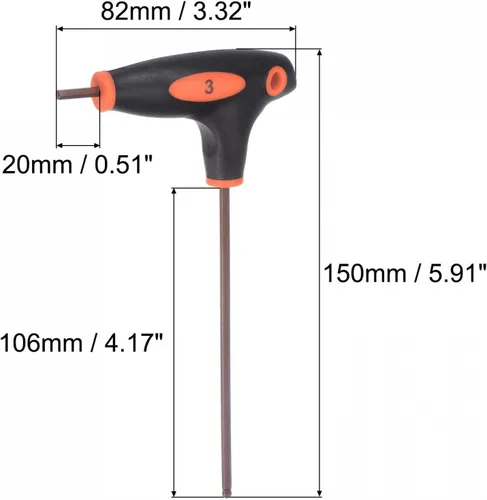 Miniatura 2 de uxcell Llave hexagonal de extremo de bola de 0.118 in, llave inglesa con mango en T, acero métrico S2 4 piezas