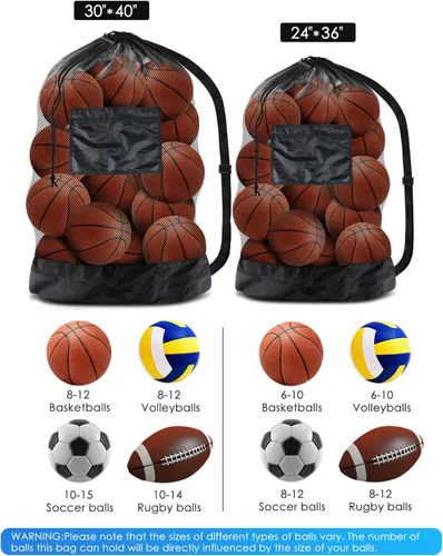 Miniatura 2 de BROTOU Bolsa de malla extra grande, bolsa de fútbol con cordón para entrenador, uso para baloncesto, voleibol, béisbol, bolsa de equipo de malla