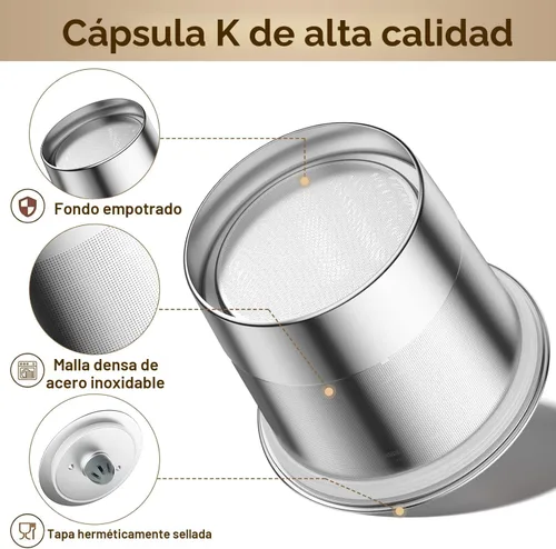 Miniatura 3 de RETHONE K Cup Cápsulas de café reutilizables, filtro de café de K Cup reutilizable de acero inoxidable compatible con cafeteras Keurig 1.0 y 2.0