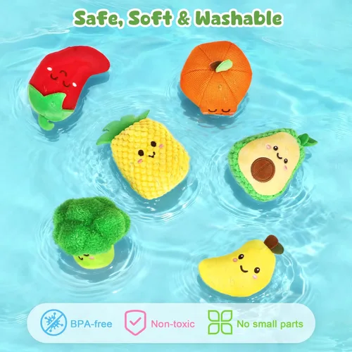 Miniatura 7 de TOHIBEE Juguetes Sensoriales para Bebés - 16 Piezas de Frutas y Verduras de Comida de Juego para Clasificar Colores con Sonajero, Crujido, Juguetes