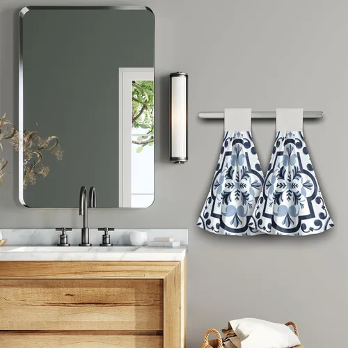 Miniatura 6 de Giwawa Toallas de mano de cocina de flores azul marino, modernas, bohemias, para colgar, con lazo, de secado rápido, 2 unidades, para baño, baño