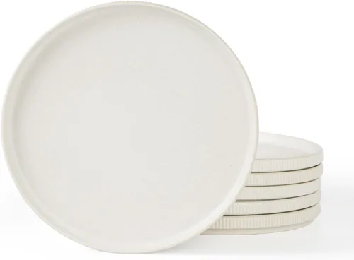 Miniatura 12 de famiware Star Platos de Ensalada para 6, Juego de Platos de 8 Pulgadas, Vajilla de Gres, Platos Pequeños para Postre, Ensalada, Aperitivo, Blanco