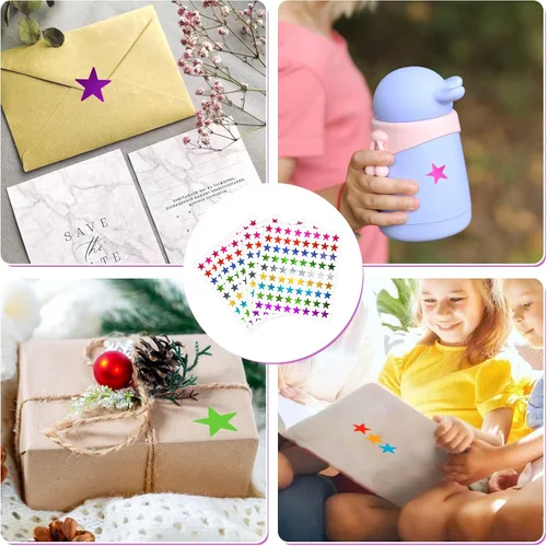 Miniatura 5 de Calcomanías metálicas de estrellas, 2520 piezas, estrellas de papel metálico de 0.6 pulgadas para recompensas de niños y tabla de comportamiento