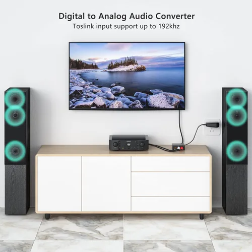 Miniatura 5 de Convertidor de audio digital a analógico de 192 KHz, convertidor óptico coaxial DAC SPDIF digital a L/R RCA, adaptador de audio Toslink óptico a