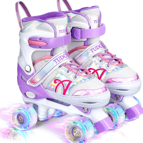 Shine Skates - Patines ajustables de 4 tamaños con ruedas iluminadas para niñas, adolescentes, patines de exterior para principiantes y avanzados,
