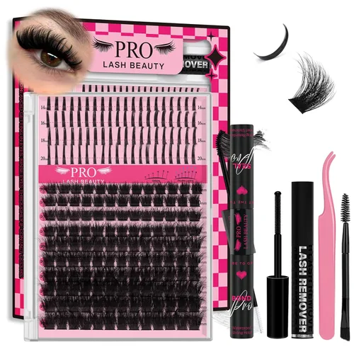 Miniatura 20 de Kit de Racimos de Pestañas 280 Piezas Pestañas en Racimo 30D+40D Kit de Extensión de Pestañas con Adhesivo y Sellador de Pestañas Resistente al Agua