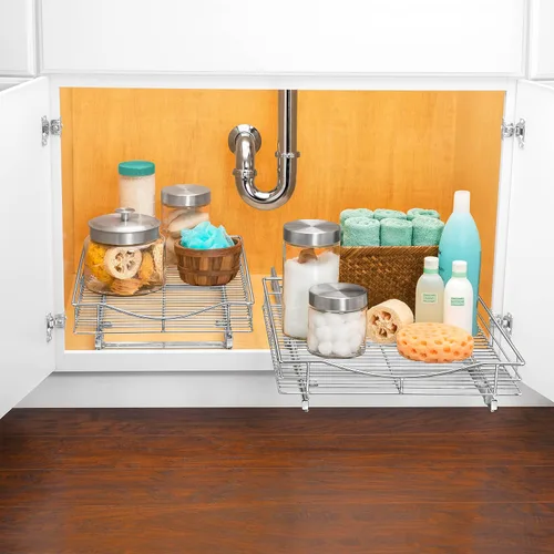Miniatura 9 de Lynk Professional® - Cajón organizador desplegable/deslizante de 14 pulgadas de ancho x 18 pulgadas de profundidad, para gabinetes de cocina, Cromo