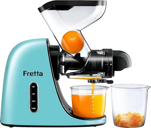 Miniatura 14 de Fretta - Exprimidor de prensado en frío, sin BPA, máquina de exprimidor de verduras y frutas, canal de alimentación de 3 pulgadas de ancho, fácil