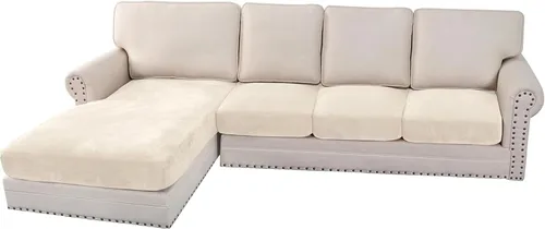 Miniatura 29 de H.VERSAILTEX - Funda de terciopelo elástica y afelpada para protección de cojines de sofá biplaza, silla o sofá, 2 piezas, tamaño grande, color gris