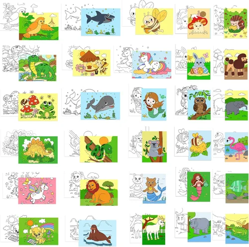 Miniatura 8 de Tenceur 30 lienzos estirados predibujados para pintar lienzos para colorear, lienzo preimpreso para pintar para adultos y niños, suministros de arte