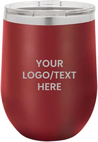 Miniatura 19 de Vaso personalizado de 12 onzas, vino sin tallo con tapa, tu logotipo grabado en Estados Unidos, tazas personalizadas de acero inoxidable