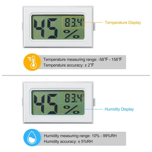 Miniatura 3 de Weewooday Medidor digital de temperatura y humedad con medidor de sonda LCD Fahrenheit, termómetro higrómetro para incubadora, planta de reptiles