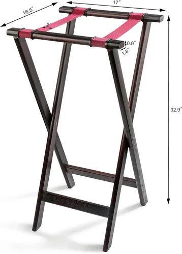 Miniatura 2 de New Star Foodservice 20021 Soporte de bandeja de madera de abedul maciza con acabado caoba, 31 pulgadas, marrón