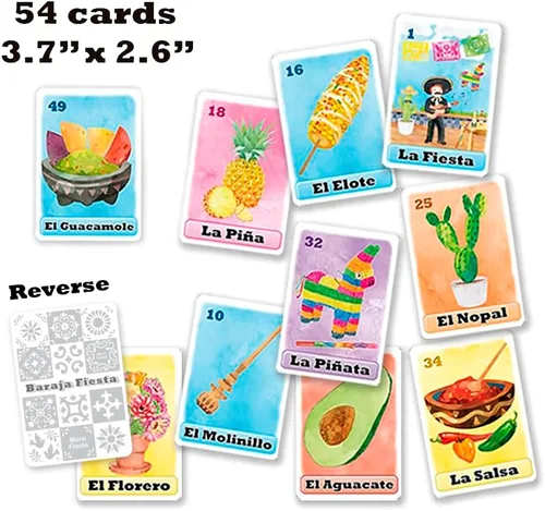 Miniatura 5 de Lotería Fiesta - Juego de bingo mexicano en español para 10 jugadores - 10 tableros de juego y baraja completa de cartas de llamada
