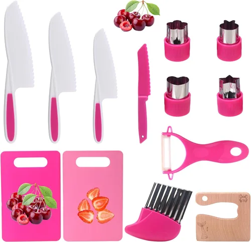 Miniatura 2 de Montessori Herramientas de cocina juguetes regalos para niños y niñas de 4 5 6 7 8 9 10 años de edad, juego de cuchillos seguros de cocina real