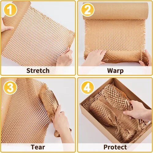 Miniatura 5 de JARLINK Papel de embalaje de panal de abeja, envoltura de embalaje de burbujas de 15" x 213 pies para embalaje/envío/mudanza, rollo de papel