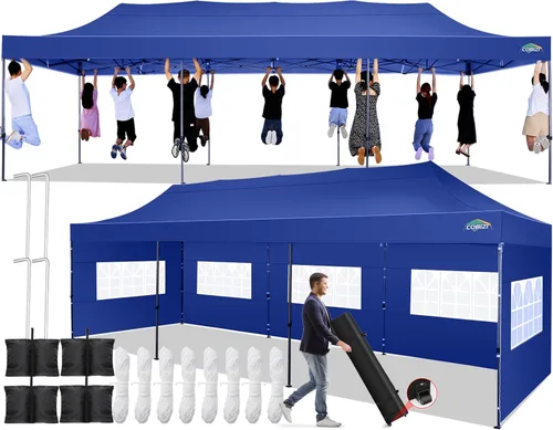 Miniatura 10 de COBIZI Carpa Toldo Emergente de 10x10 pies, Toldo de 10x10 con 4 Paredes Laterales Impermeable de Servicio Pesado Carpa Comercial para Fiestas