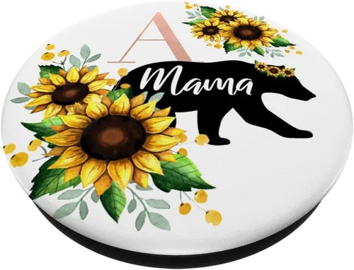 Miniatura 2 de Mama Bear Girasol Floral Letra A PopSockets PopGrip: Agarre intercambiable para teléfonos y tabletas