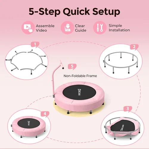 Miniatura 8 de BCAN SP1 36'' Toddler Trampoline, ASTM Certified - Kids Trampoline for Ages 1-6, Foam Handle & Safe Thickened Cover, Mini Trampolines for Kids