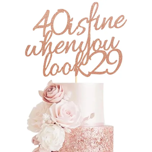 Miniatura 7 de Arthsdite 40 Is Fine When You Look 29 – Decoración para pastel de cumpleaños – 40 cumpleaños para mujeres, jefas, esposa, compañeros de trabajo