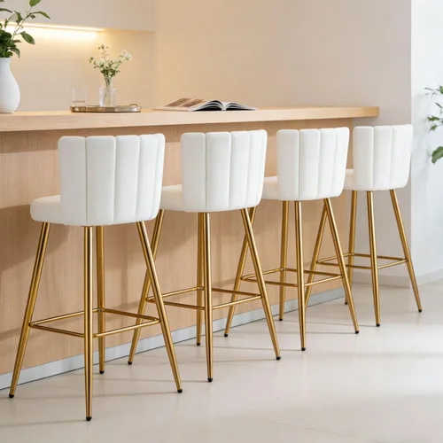 Miniatura 23 de Velvet - Taburetes de bar de 30 pulgadas de altura, juego de 2 taburetes de cocina modernos tapizados, taburetes de mostrador con patas de metal