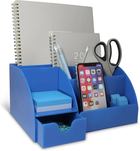 Miniatura 16 de My Space Organizers Organizador de escritorio negro con 9 compartimentos, suministros de oficina de escritorio y organizador de accesorios