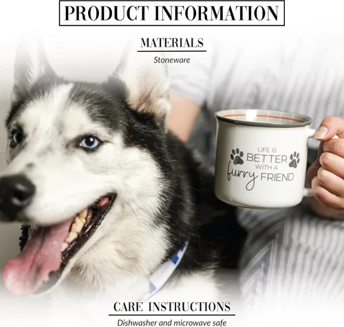 Miniatura 2 de Pavilion Gift Company - Life Is Better With A Furry Friend - Taza de café de 18 onzas para gatito, cachorro, felino, K-9, gato, perro, amante