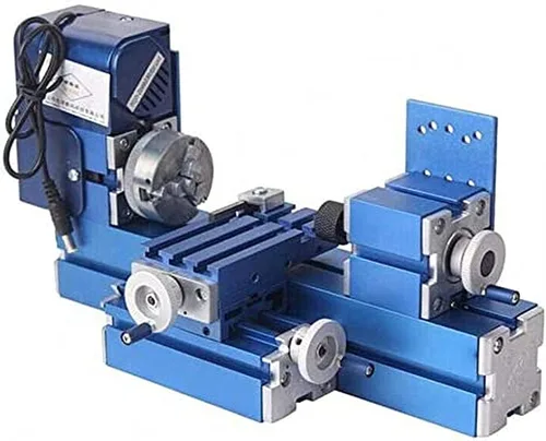 Miniatura 5 de Mini máquina de torno de metal, herramienta motorizada para trabajar el metal, tornos de madera de sobremesa con portabrocas de 3 mandíbulas