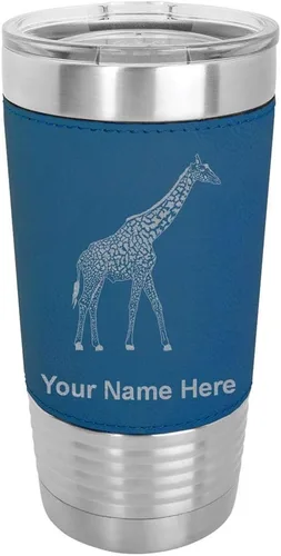 Miniatura 15 de LaserGram Vaso aislado al vacío de 20 onzas, jirafa, grabado personalizado incluido (piel sintética, estilo béisbol)