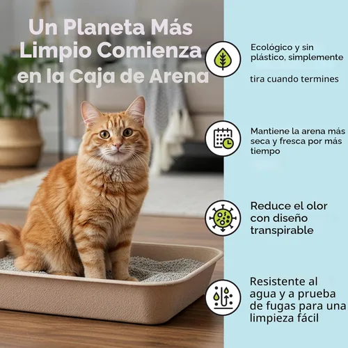 Miniatura 2 de Kitty Sift Caja de arena desechable para gatos, grande, 6 unidades, duradera y portátil para viajes y hogar, caja de arena desechable ecológica que