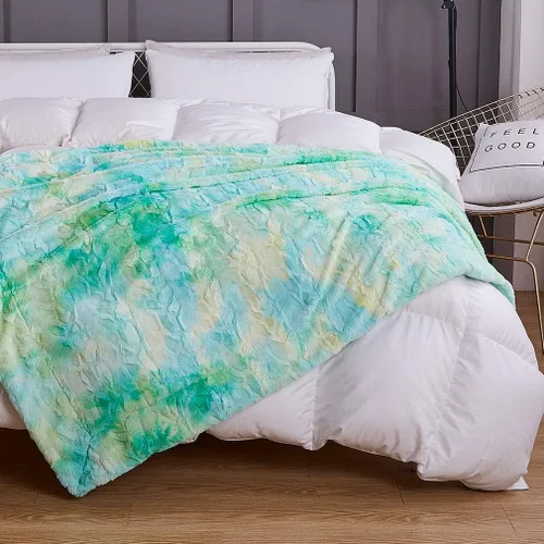 COCOPLAY W Mantas de piel sintética, supersuaves, ligeras, lujosas, acogedoras, cálidas, de microfibra, en colores menta y arcoíris, de felpa Sherpa