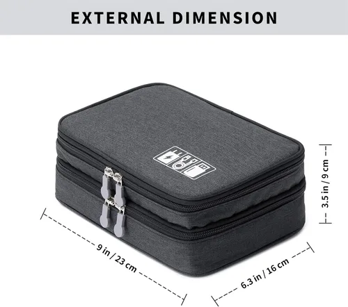 Miniatura 2 de MIRLEWAIY Estuche organizador de cables de viaje de doble capa, accesorios electrónicos, bolsa de transporte para cables de carga, adaptador USB