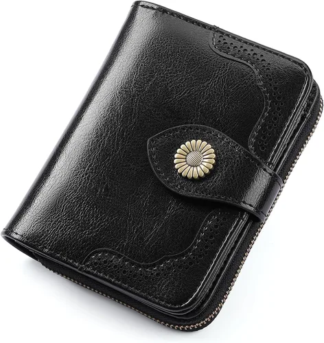 Miniatura 14 de SENDEFN Carteras pequeñas para mujer, con bloqueo RFID, de cuero, plegable, tarjetero con ventana de identificación