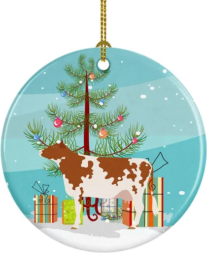 Miniatura 83 de Caroline's Treasures Adorno de cerámica de Navidad pintado o de codorniz chino, decoración colgante de árbol de Navidad verde azulado para el hogar