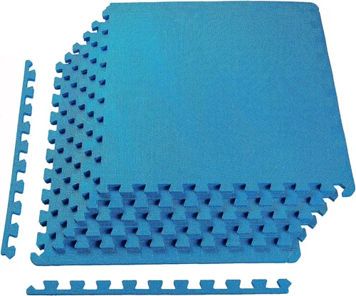 Miniatura 16 de BalanceFrom Baldosa de Espuma EVA Entrelazada para Ejercicio de 24 x 24 pulgadas – Suelo de Rompecabezas Antideslizante para Gimnasio en Casa, Azul