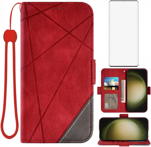 Asuwish Funda tipo cartera compatible con Samsung Galaxy S23 Ultra 5G y protector de pantalla de vidrio templado, soporte para tarjetas, accesorios