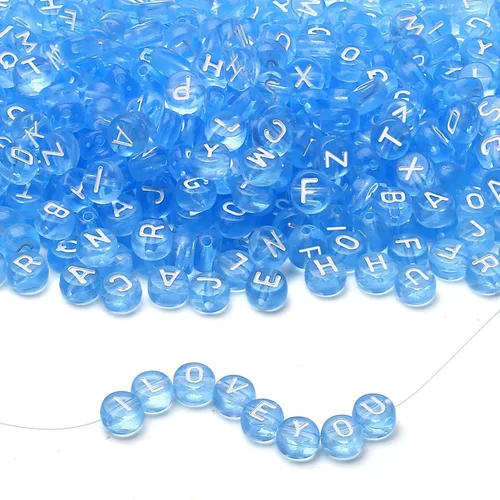 Miniatura 21 de LAIDANLA - 1500 cuentas de letras acrílicas del alfabeto doradas, cuentas redondas blancas de 7×4mm para hacer joyas, pulseras, collares, llaveros