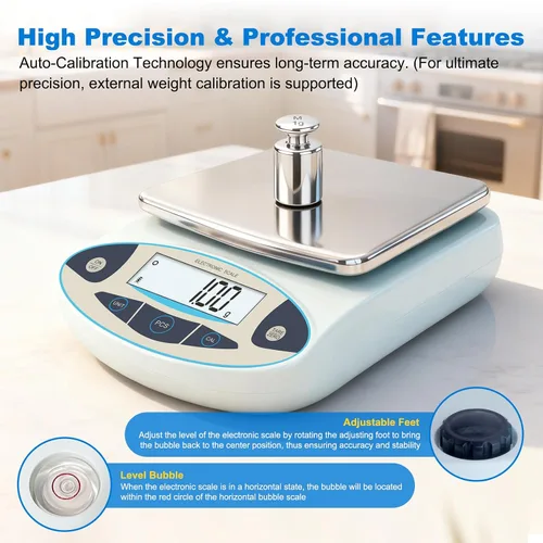 Miniatura 4 de Báscula de laboratorio 176.37 oz x 0.00 oz, balanza analítica digital de alta precisión, escala electrónica de precisión de 0.00 oz con pantalla LCD