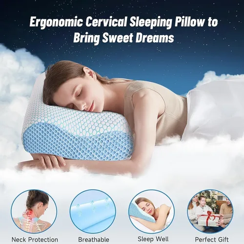 Miniatura 4 de CloudBliss Almohada cervical ergonómica para dormir, almohada cervical cervical para aliviar el dolor de cuello, almohada de espuma viscoelástica