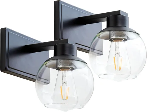 Miniatura 16 de PAZALA 2 luces de tocador, lámpara de pared de baño de latón cepillado con pantalla de vidrio esmerilado, lámpara de baño sobre espejo