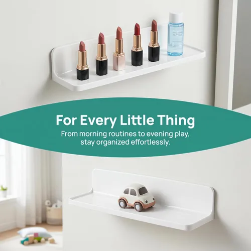 Miniatura 4 de Estante flotante pequeño montado en la pared para dormitorio, cocina, baño, estantes de noche para mostrar altavoces, marco de fotos, reloj, llaves