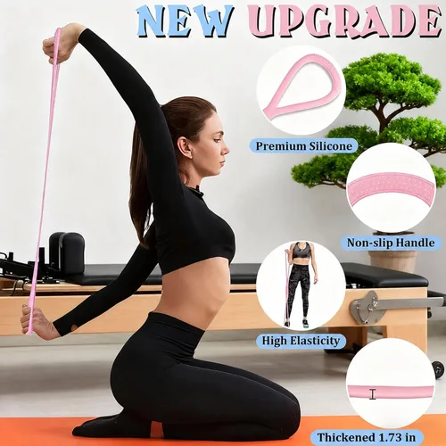 Miniatura 5 de Bandas de resistencia con asas, figura 8, bandas elásticas de fitness, banda de ejercicio para el hogar, yoga, gimnasio, entrenamiento