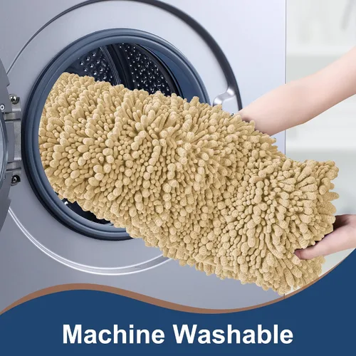 Miniatura 6 de FLOLEOPA Alfombras de Baño de Microfibra de Felpa Suave, Alfombras de Baño Absorbentes Antideslizantes Lavables a Máquina, Tapetes de Baño para Beige