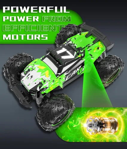 Miniatura 5 de Carox Auto de Control Remoto, Coche RC de Alta Velocidad de 2.4GHz 26KM/H, Camión Monster Todo Terreno 1:18 con Luces LED, Acelerador Proporcional