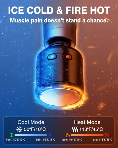 Miniatura 2 de cotsoco Pistola de masaje con terapia de calor y frío, masajeador eléctrico de mano de metal completo para tejido profundo para alivio del dolor