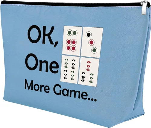 Mxrymvu Mahjong - Bolsa de maquillaje para niñas, regalo para amantes de Mahjong, bolsa de cosméticos, regalos de jubilación para ella, Azul